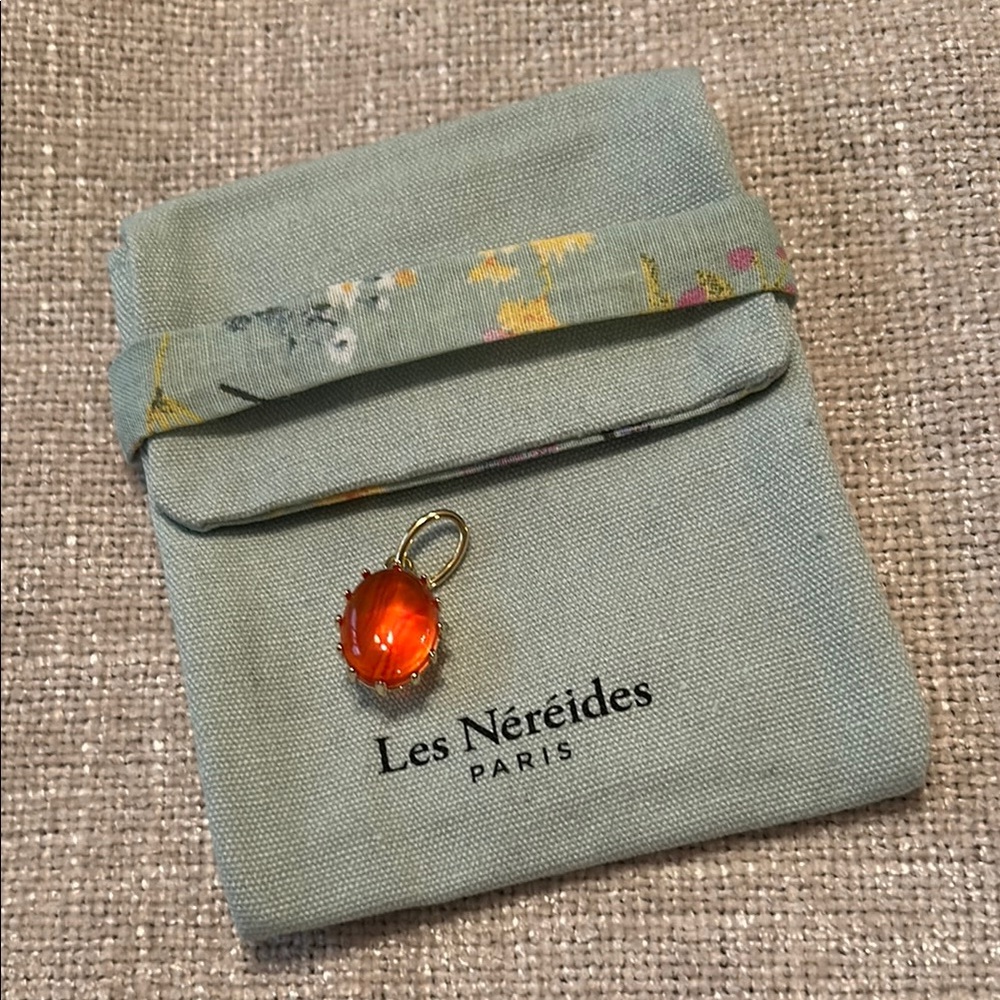 Les Nereides Paris Amber Stone Pendant, NEW